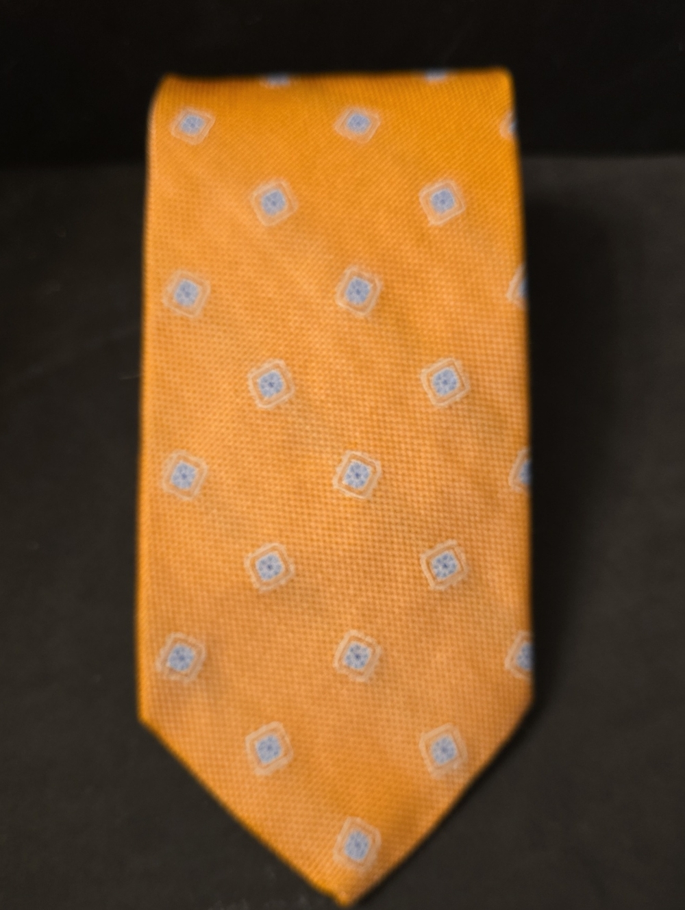 Brooks Brothers Orange Silk Tie with Light Blue Medallions "346"